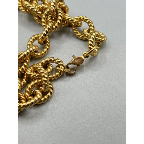 Vintage Clock Necklace Ceramic Pendant Textured Chunky Chain Statement Jewelry - Picture 7 of 8